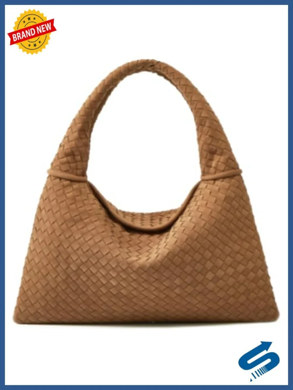 Faux Suede Woven Hobo Bag Tote Satchel with Magnetic Closure